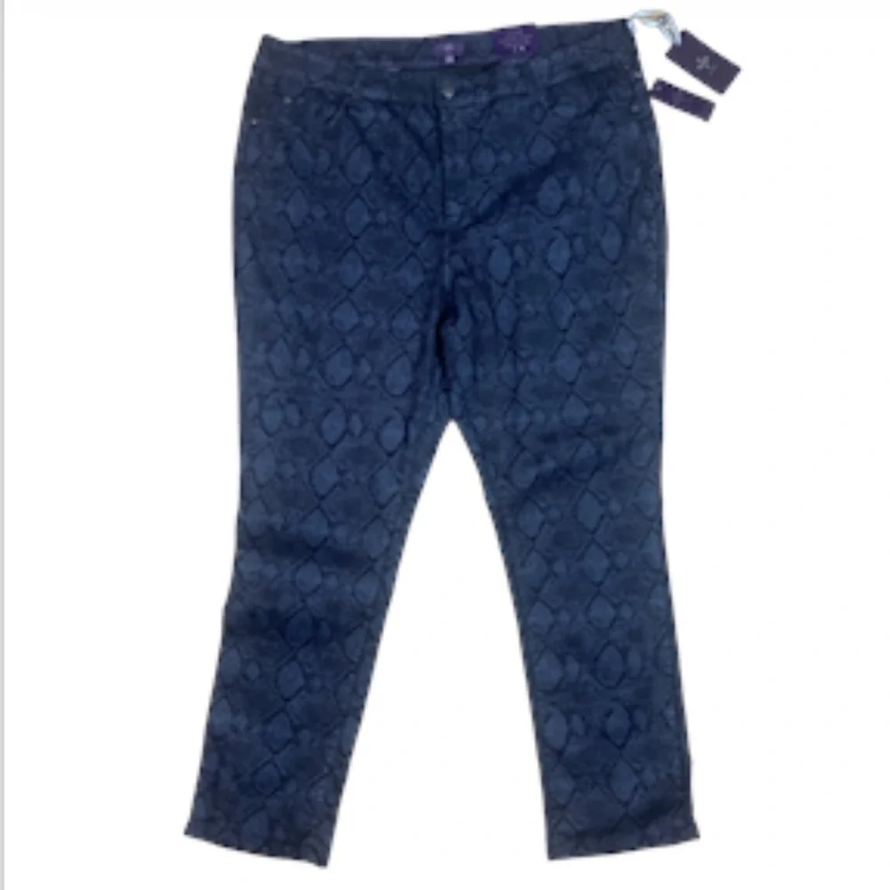 NEW NYDJ Snakeskin Jeans 22 Reptile Skinny Indigo Lift Tuck Snakeskin Indigo